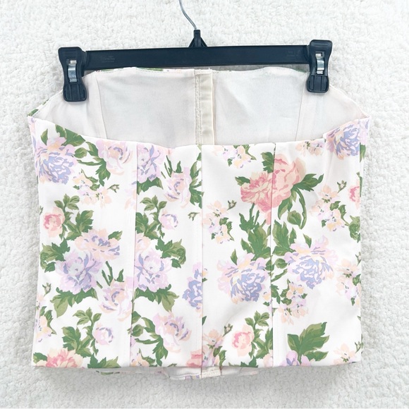 ZARA FLORAL PINK PURPLE CORSET TOP Size M NEW - Picture 4 of 10